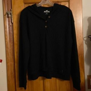 Womens black waffle knit long sleeve T size S